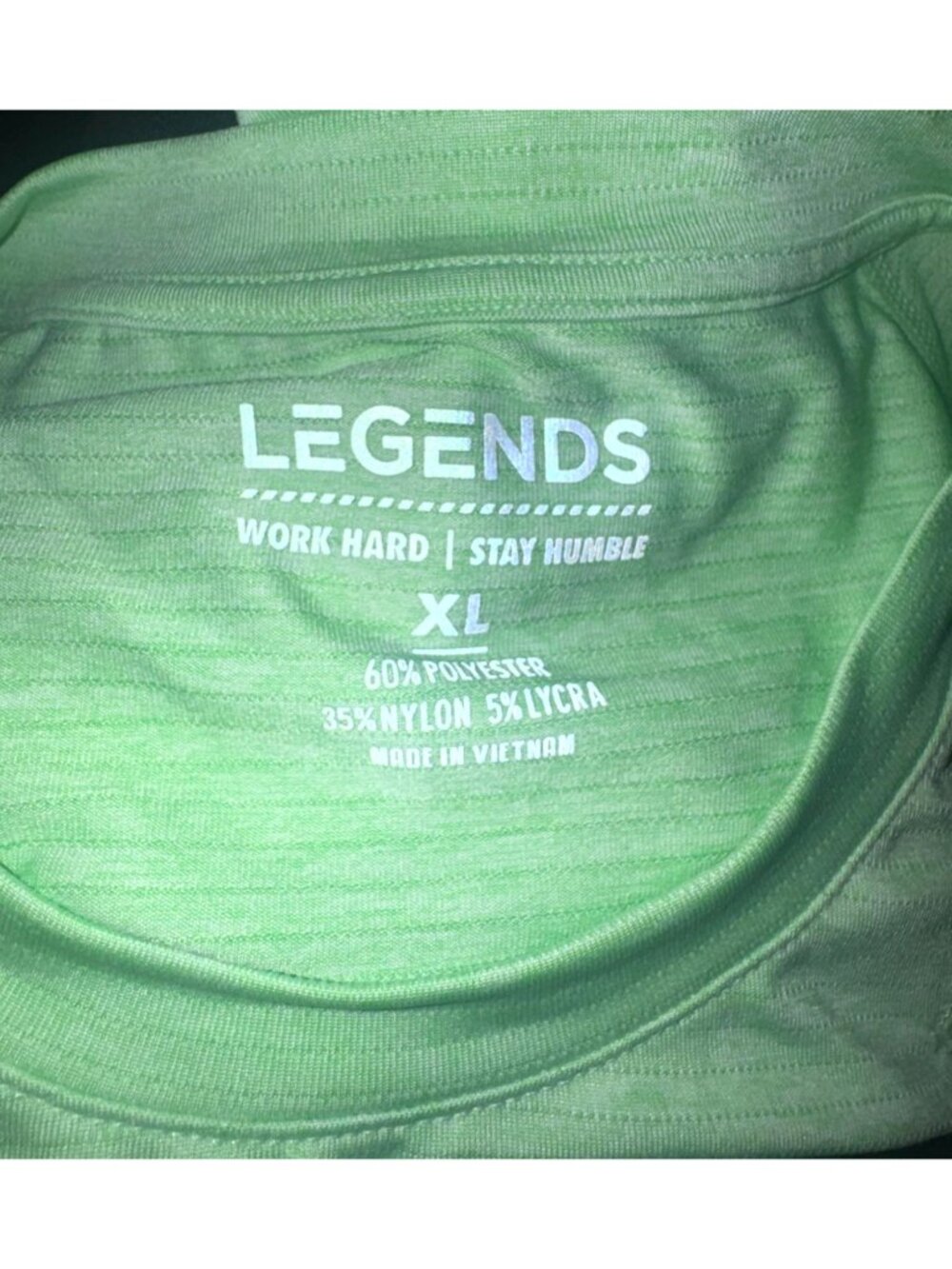 Legends Mens Green Performance T-Shirt XL Polyester Blend - Picture 2 of 4